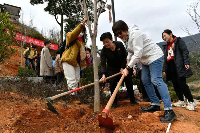  福州：共植“海峽巾幗林”。