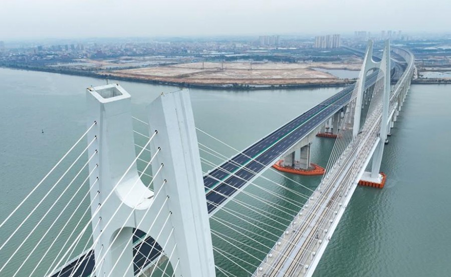 福廈高鐵安海灣跨海大橋一景。張海根攝