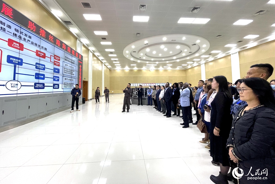 嘉賓代表們?cè)谥芯笆瘓F(tuán)公司里調(diào)研。人民網(wǎng)記者 陳藍(lán)燕攝