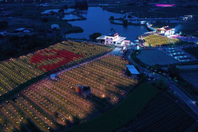 在燈光照耀下，夜晚的大宅村火龍果園。人民網(wǎng)記者 陳博攝