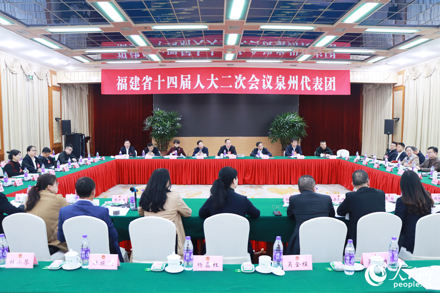 泉州代表團分組審議環(huán)節(jié)，與會代表圍繞話題展開熱烈討論。人民網(wǎng)記者 劉卿攝