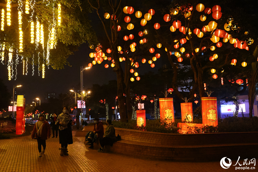 美仁園花燈滿樹繽紛多彩。人民網(wǎng)記者 陳博攝