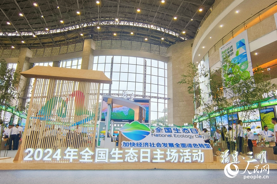 首屆全國(guó)生態(tài)日生態(tài)產(chǎn)品推介展示會(huì)。人民網(wǎng) 楊灝昱攝