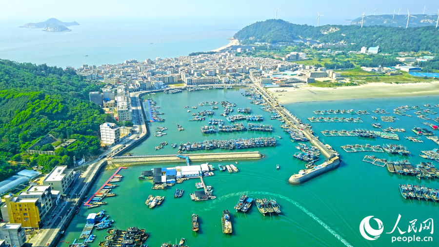 澳角村漁港一片忙碌景象。人民網(wǎng) 李昌乾攝