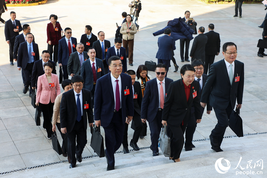政協(xié)委員入場。人民網(wǎng) 李唯一攝