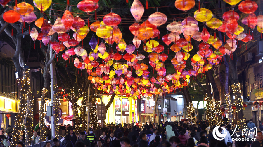 五彩繽紛的花燈點亮古城街巷。人民網(wǎng)記者 陳博攝