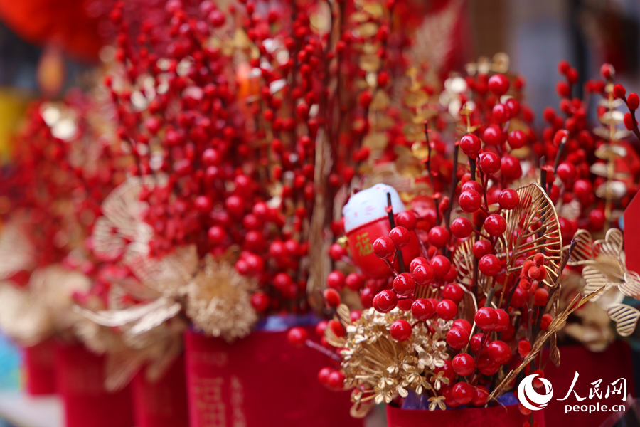 創(chuàng)意DIY的“福桶”盆景深受年輕消費(fèi)者喜愛。人民網(wǎng)記者 陳博攝