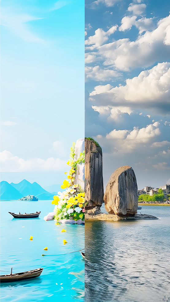 AI生圖·平潭石牌洋(拼版圖片)