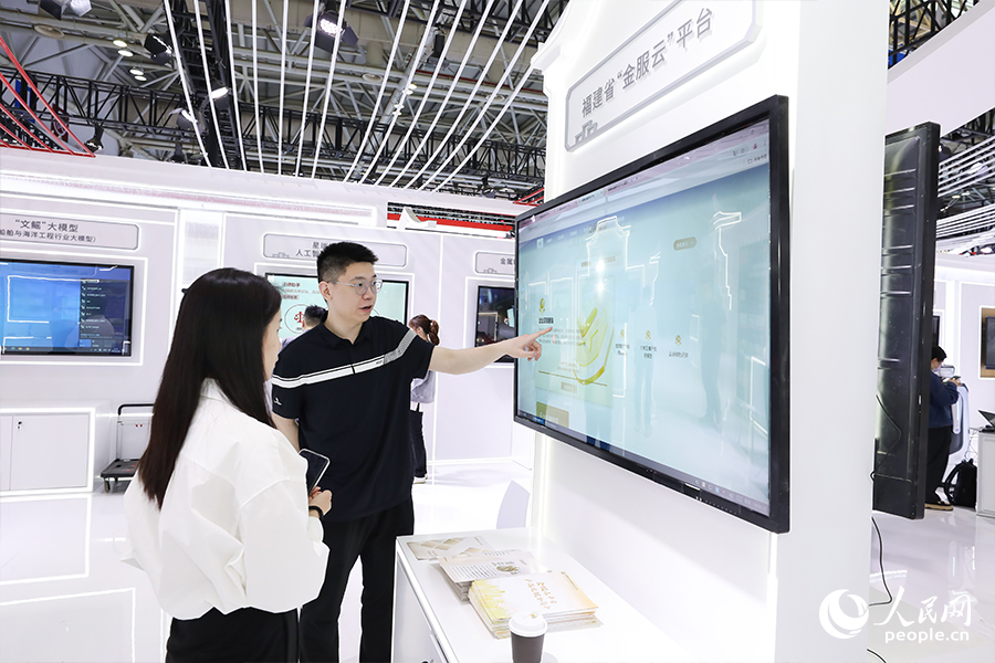 工作人員向市民介紹福建省“金服云”平臺(tái)。人民網(wǎng) 陳永整攝