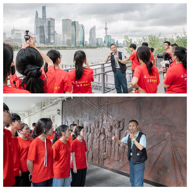 實(shí)踐隊(duì)師生在楊浦濱江工業(yè)帶調(diào)研學(xué)習(xí)