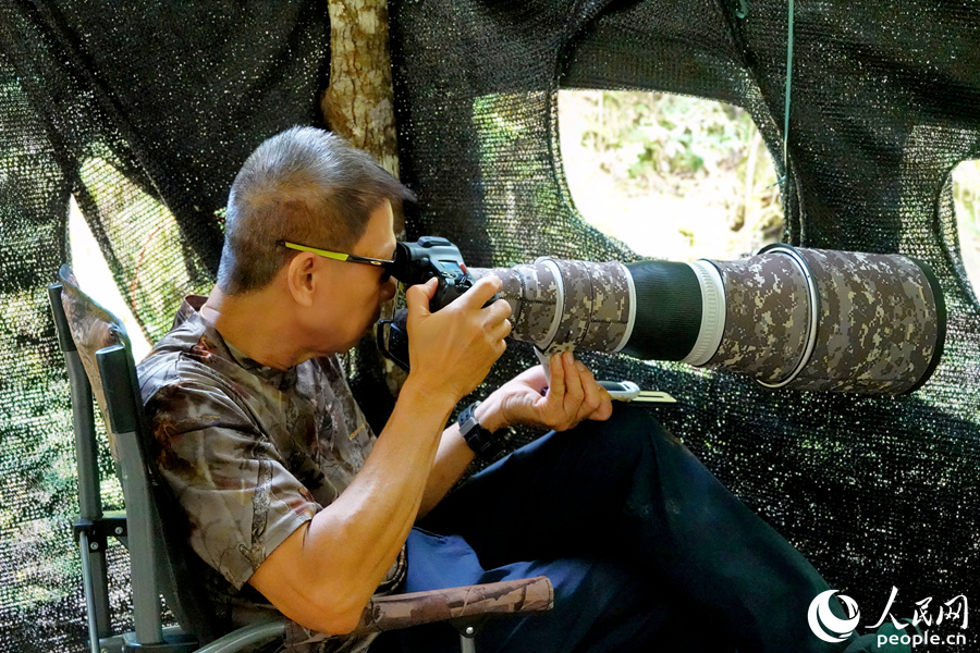觀鳥愛好者的拍攝設(shè)備比手臂還長。人民網(wǎng) 楊灝昱攝