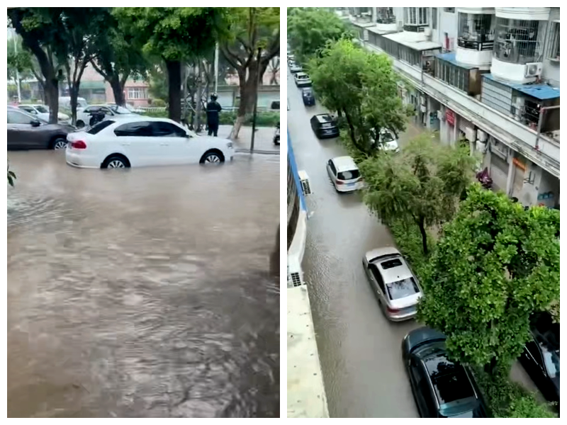 暴雨后的建昌商業(yè)廣場(chǎng)小區(qū)。小區(qū)業(yè)主吳女士供圖