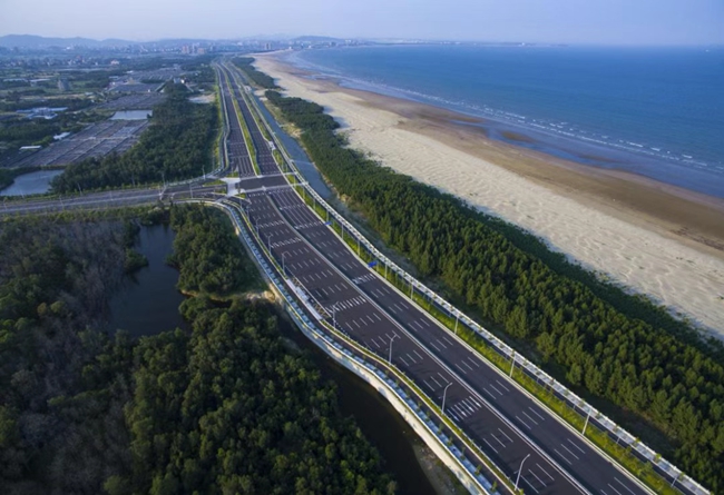 濱海新城修復(fù)建設(shè)沿海防護(hù)林，改善環(huán)境。長樂區(qū)融媒體中心供圖 