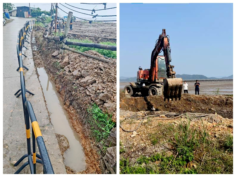 開挖溝渠和埋設(shè)污水處理終端設(shè)備施工現(xiàn)場(chǎng)。姚先生供圖