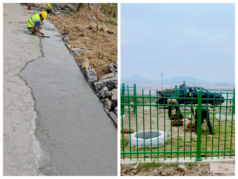開挖溝渠已回填、村道也已修復(fù)，污水終端設(shè)備建設(shè)完成。福安城投公司供圖